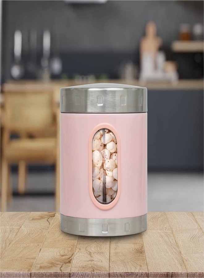 DUBBLIN Stainless Steel Storage jar container Fresher screw lid transparent visible window food safe steel Storage container 1500 ml, 1 Piece, Pink - Image 5